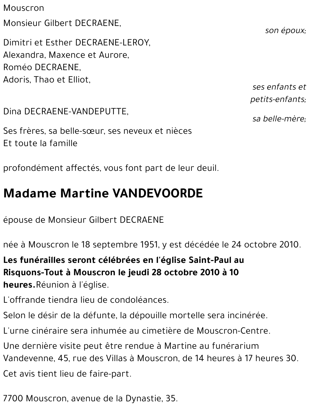 Martine VANDEVOORDE