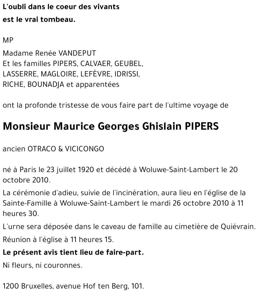 Maurice Georges Ghislain PIPERS