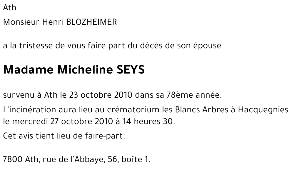 Micheline SEYS