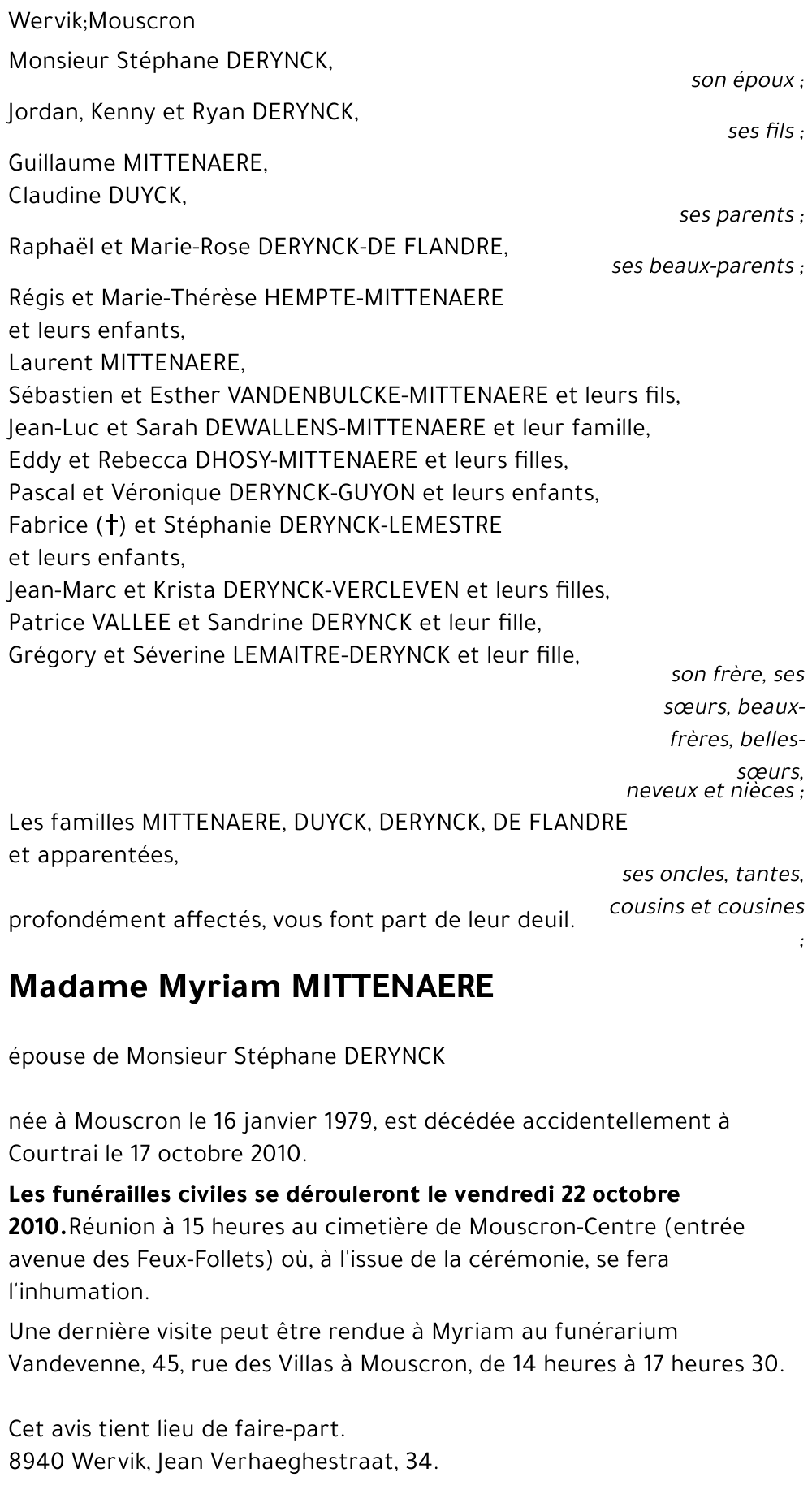 Myriam MITTENAERE