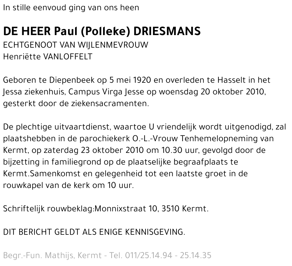 Paul (Polleke) Driesmans