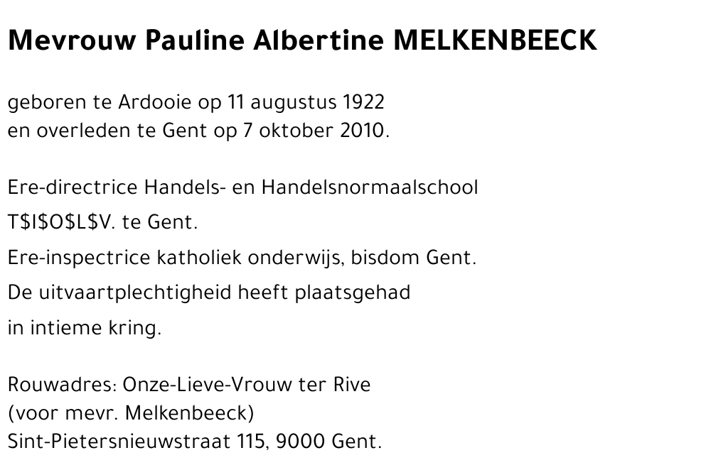 Pauline Albertine MELKENBEECK