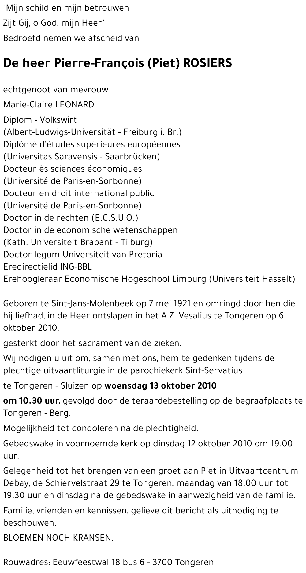 Pierre-François (Piet) ROSIERS