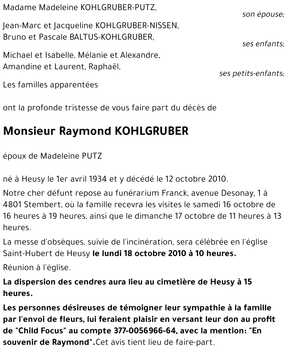 Raymond KOHLGRUBER