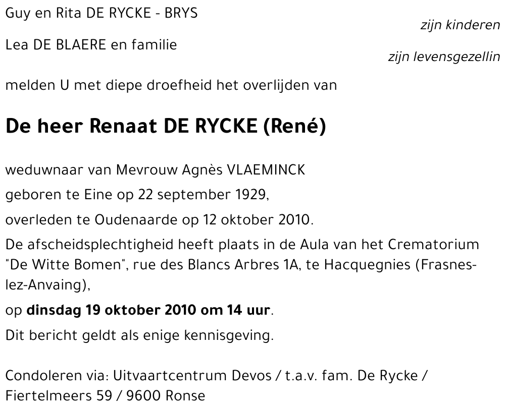 Renaat DE RYCKE