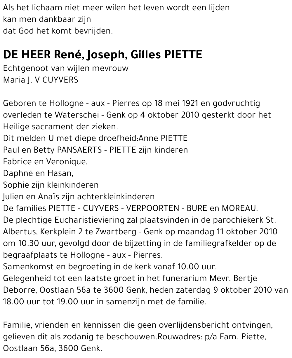 Rene, Joseph, Gilles PIETTE