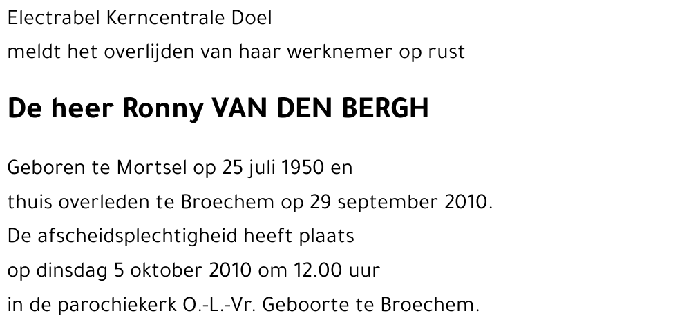 Ronny VAN DEN BERGH