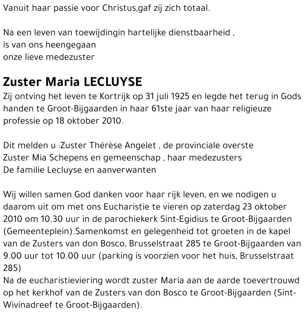 Zuster Maria Lecluyse