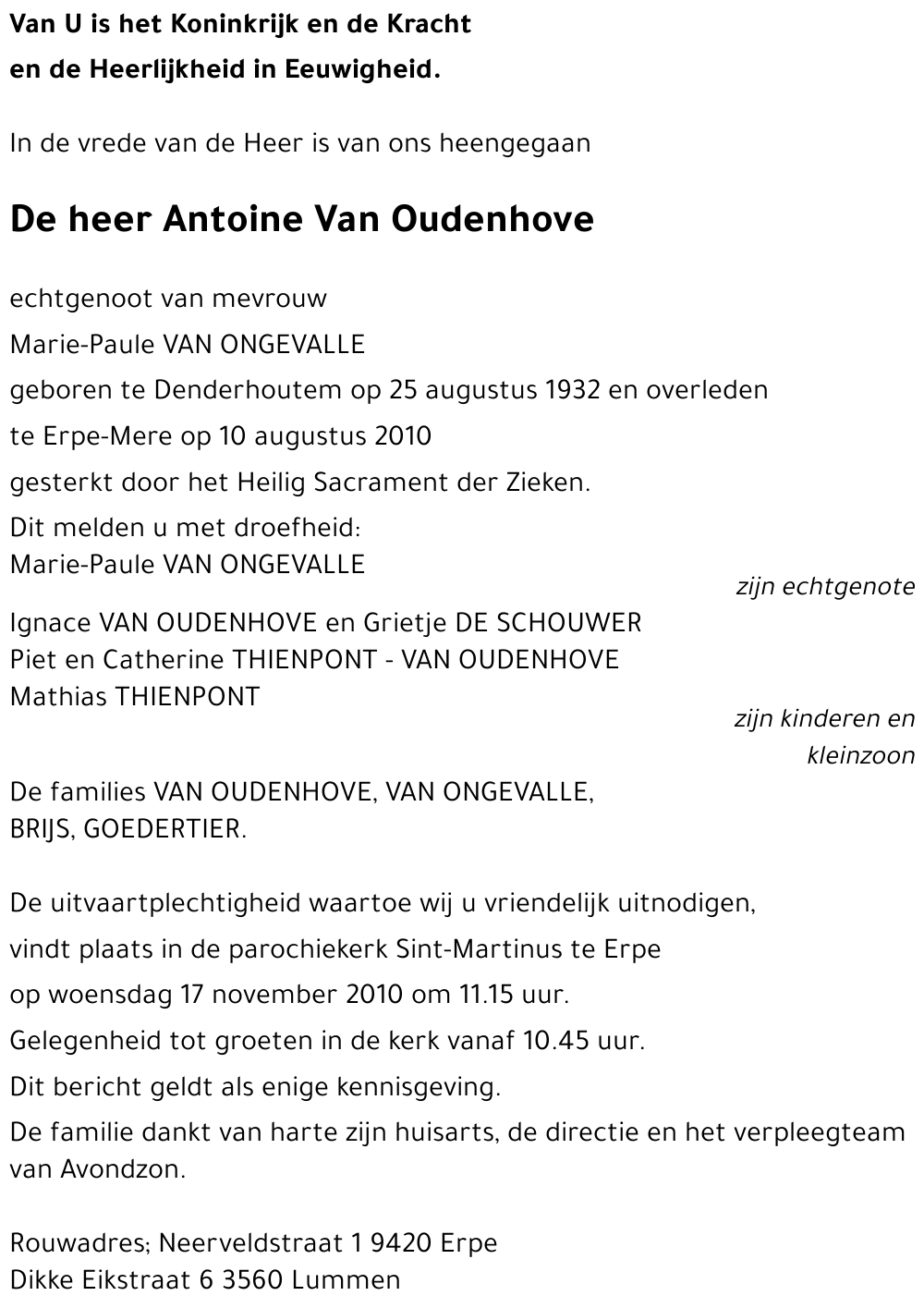 Antoine VAN OUDENHOVE