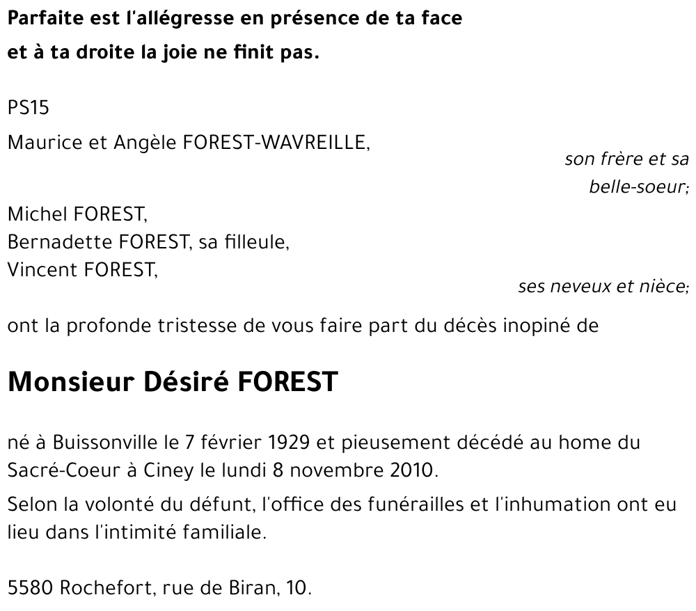 Désiré FOREST