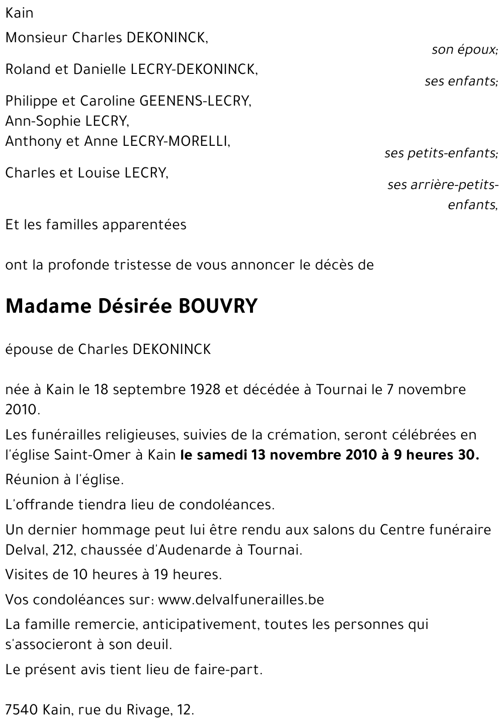Désirée BOUVRY