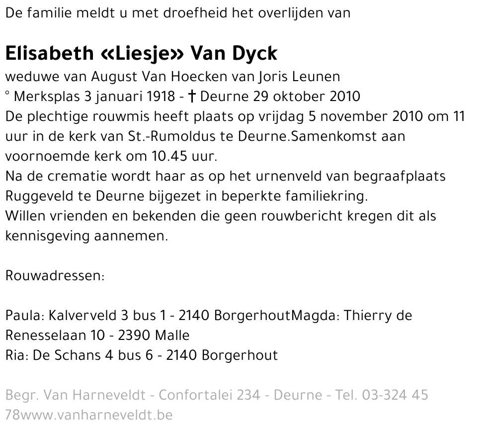 Elisabeth «Liesje» Van Dyck