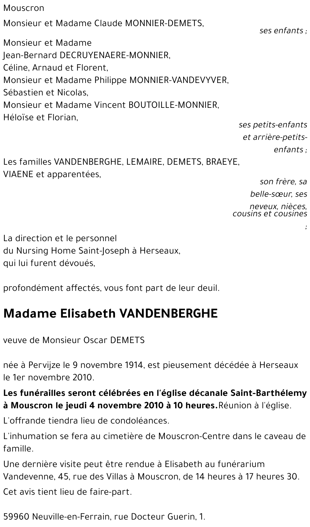 Elisabeth VANDENBERGHE