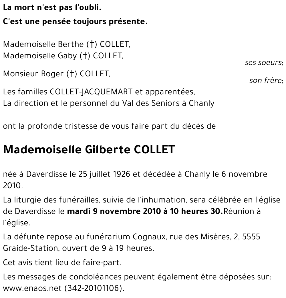 Gilberte COLLET