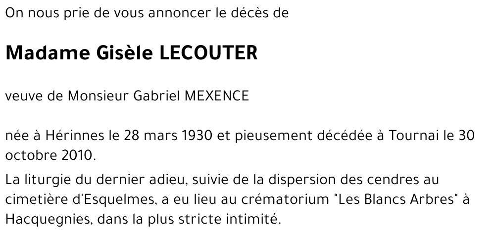 Gisèle LECOUTER