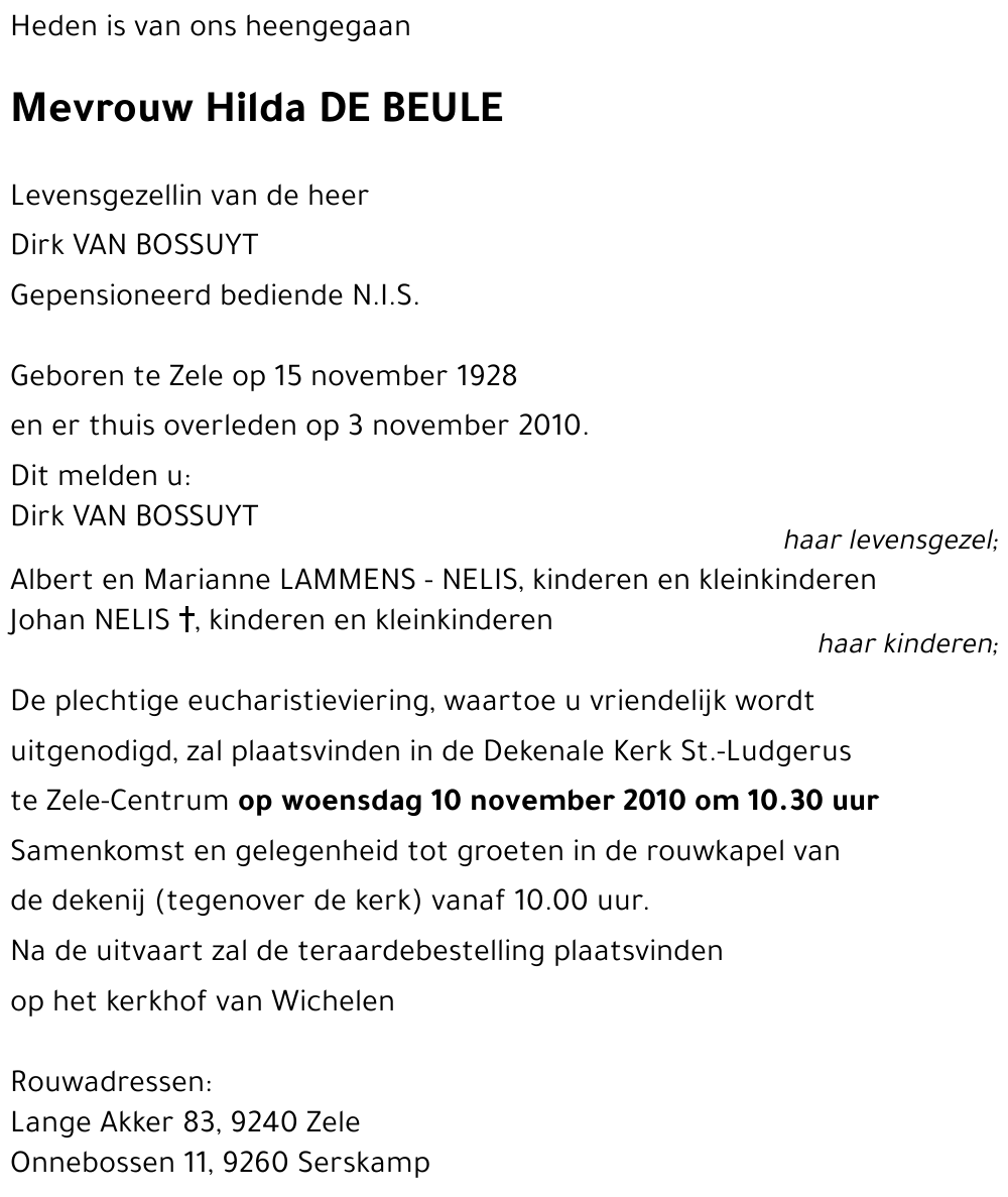 Hilda DE BEULE