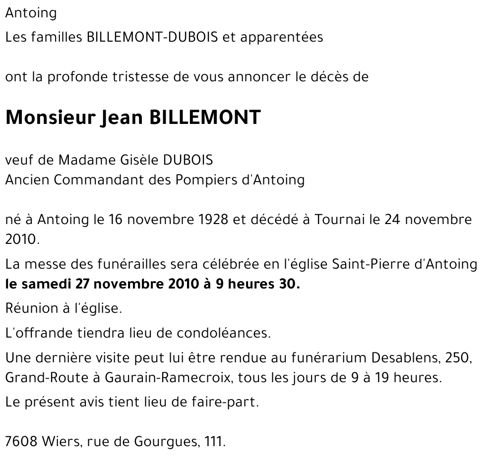 Jean BILLEMONT