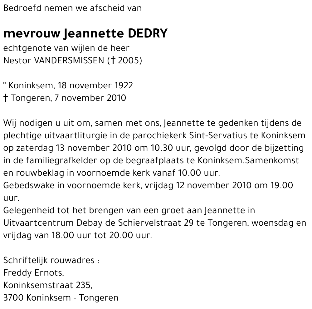 Jeannette DEDRY