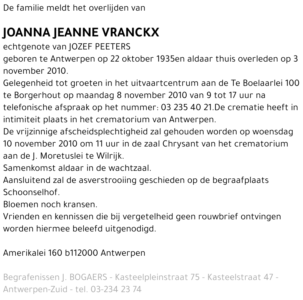 Joanna Jeanne Vranckx
