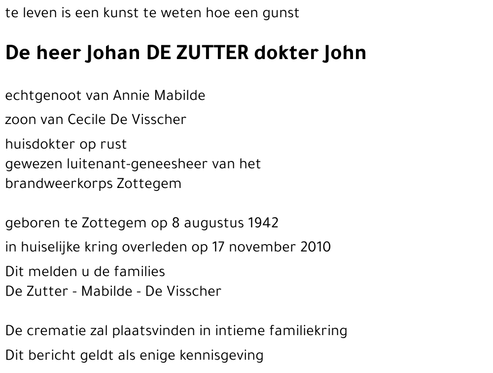 Johan DE ZUTTER