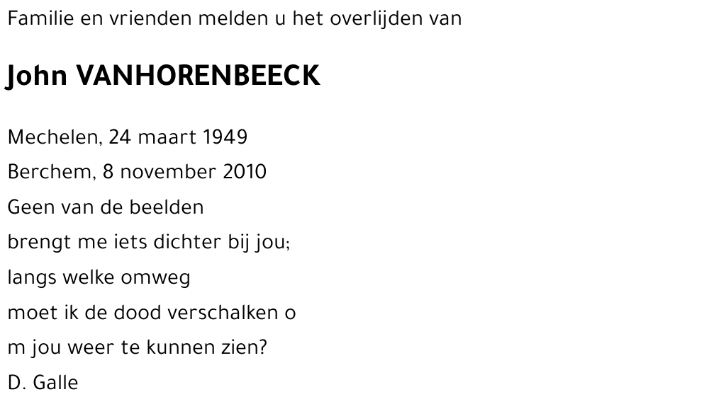 John VANHORENBEECK