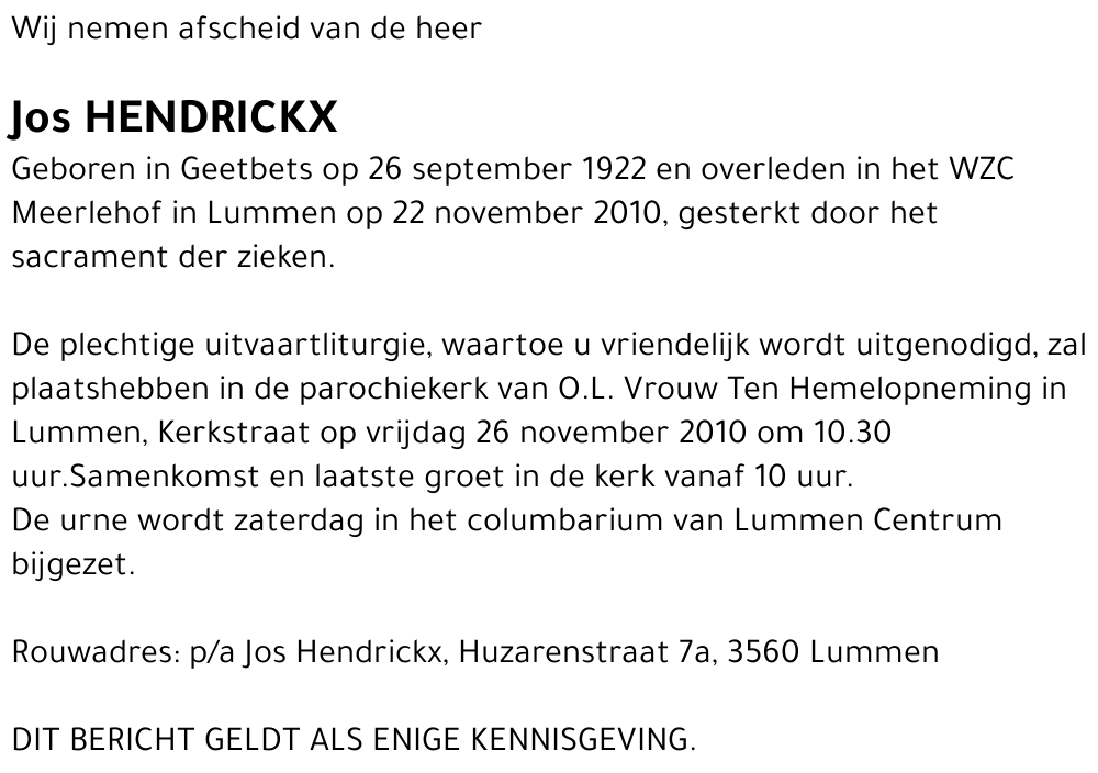 Jos Hendrickx
