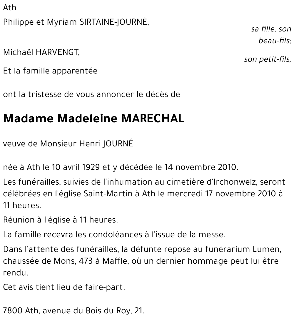 Madeleine MARECHAL