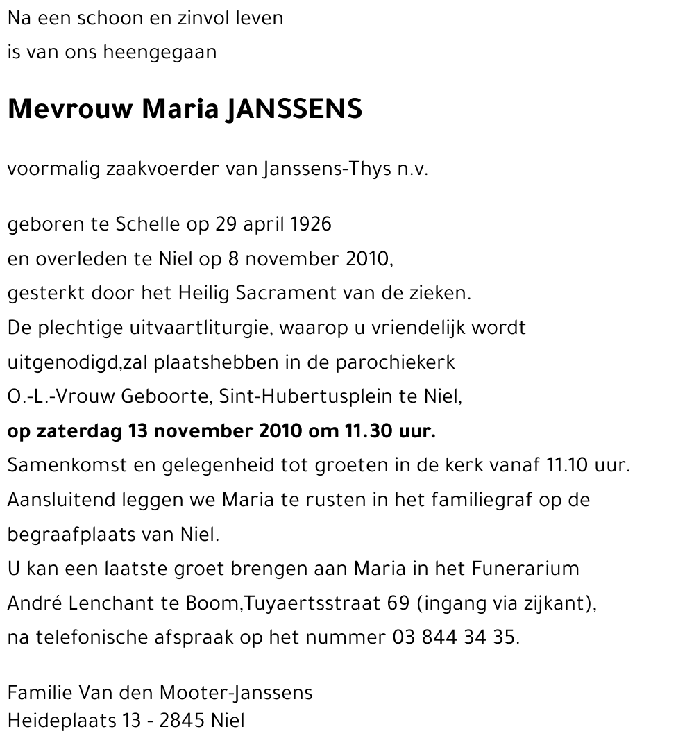 Maria JANSSENS