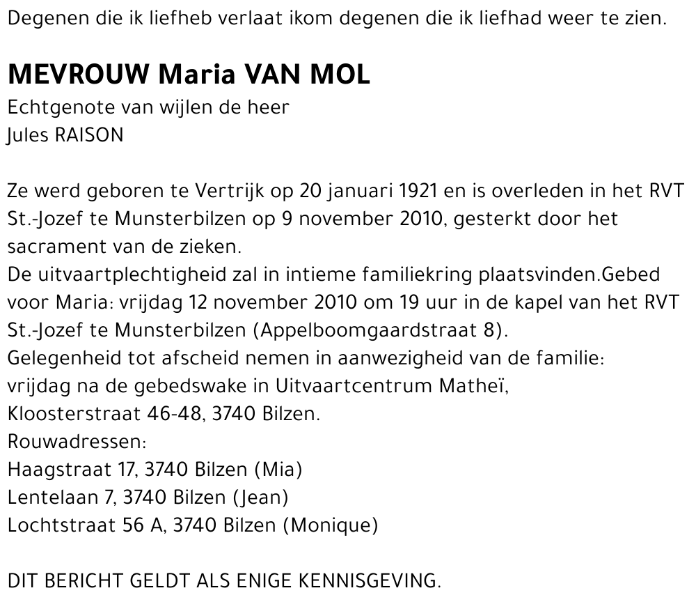 Maria VAN MOL