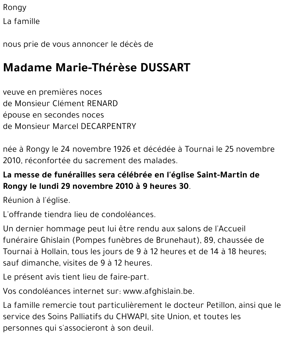 Marie-Thérèse DUSSART