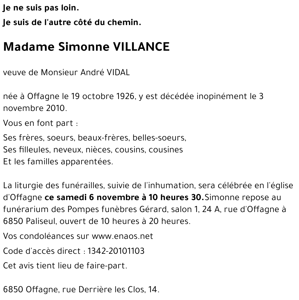Simonne VILLANCE