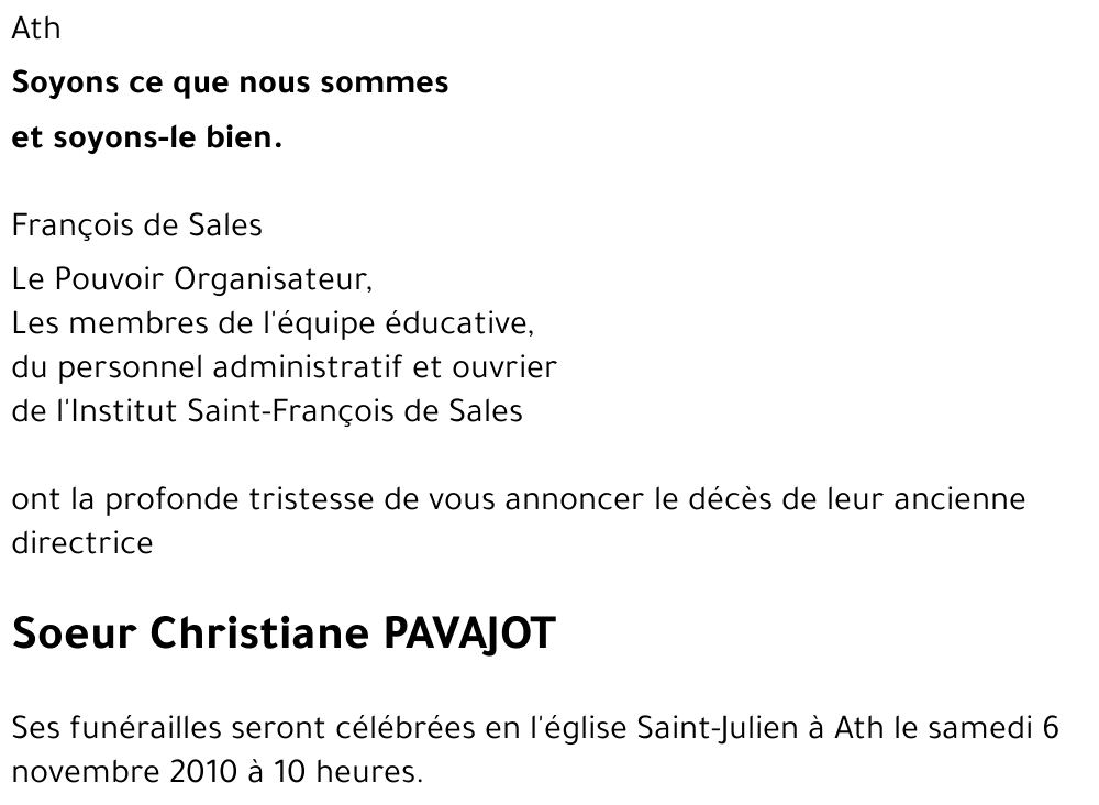 Soeur Christiane Pavajot