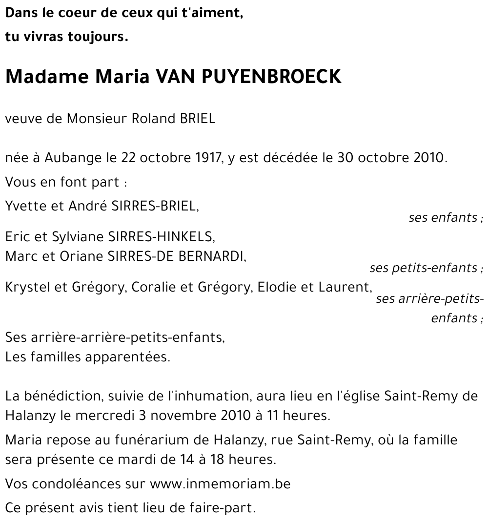 VAN PUYENBROECK Maria