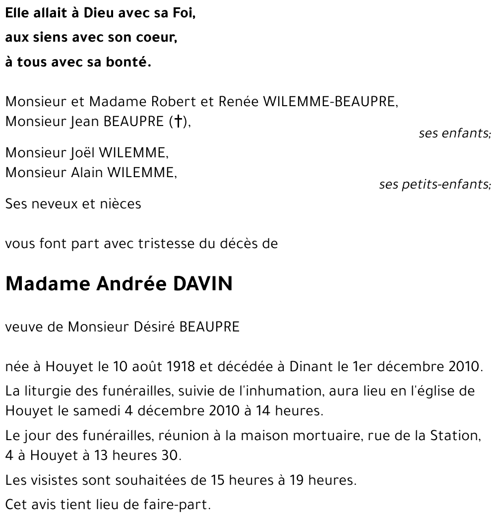 Andrée DAVIN