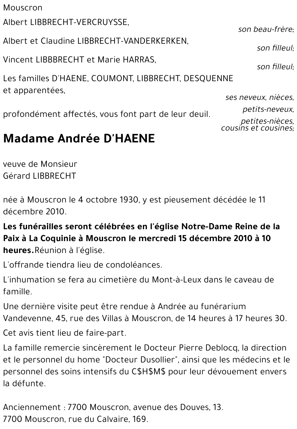 Andrée D'HAENE