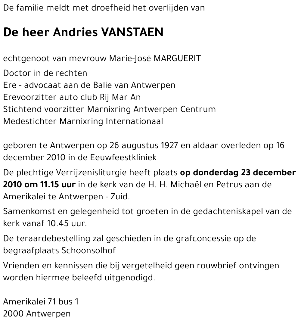 Andries VANSTAEN