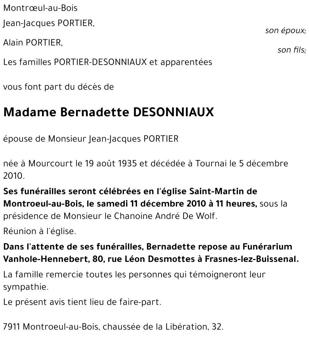Bernadette DESONNIAUX