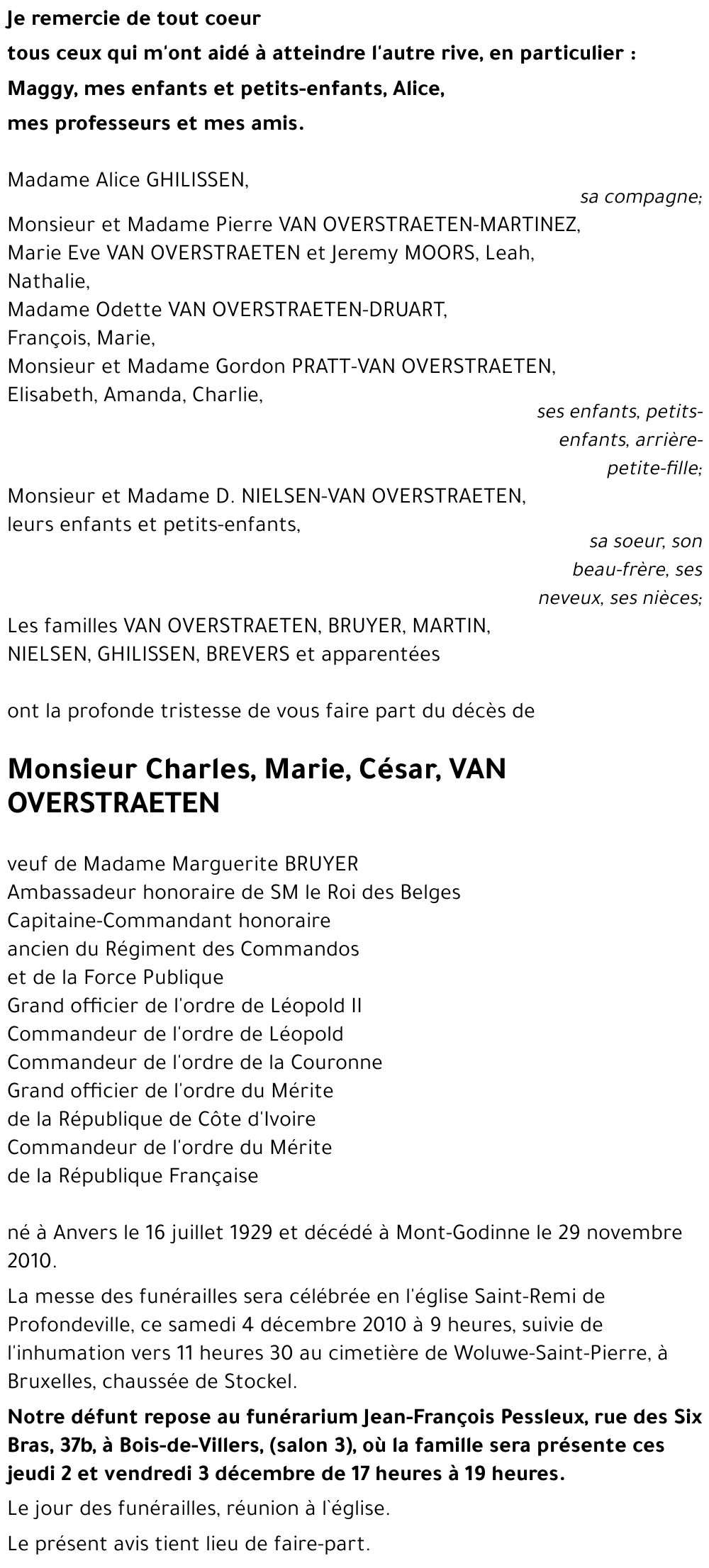 Charles, Marie, César, VAN OVERSTRAETEN