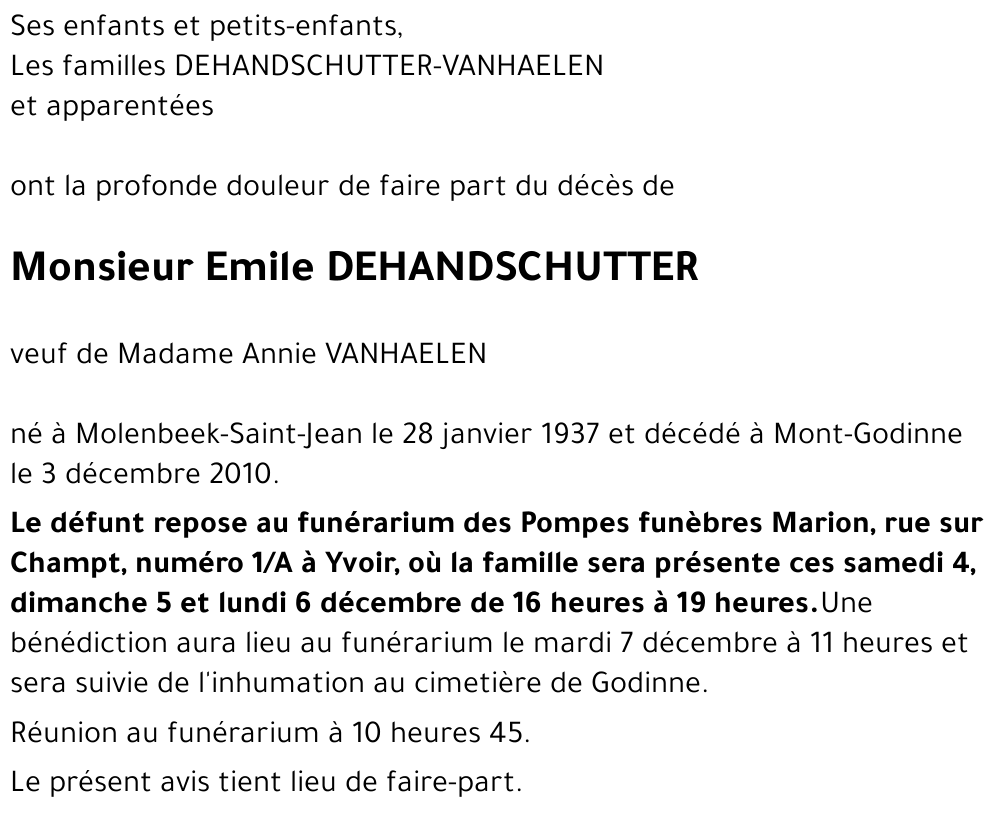 Emile DEHANDSCHUTTER