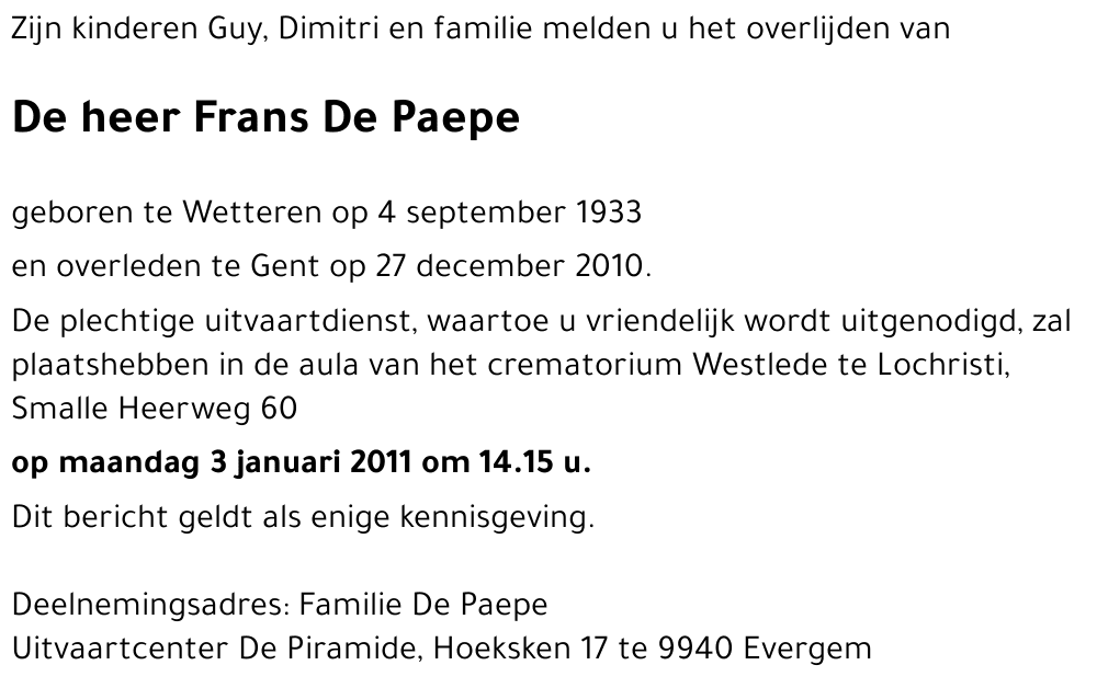 Frans De Paepe