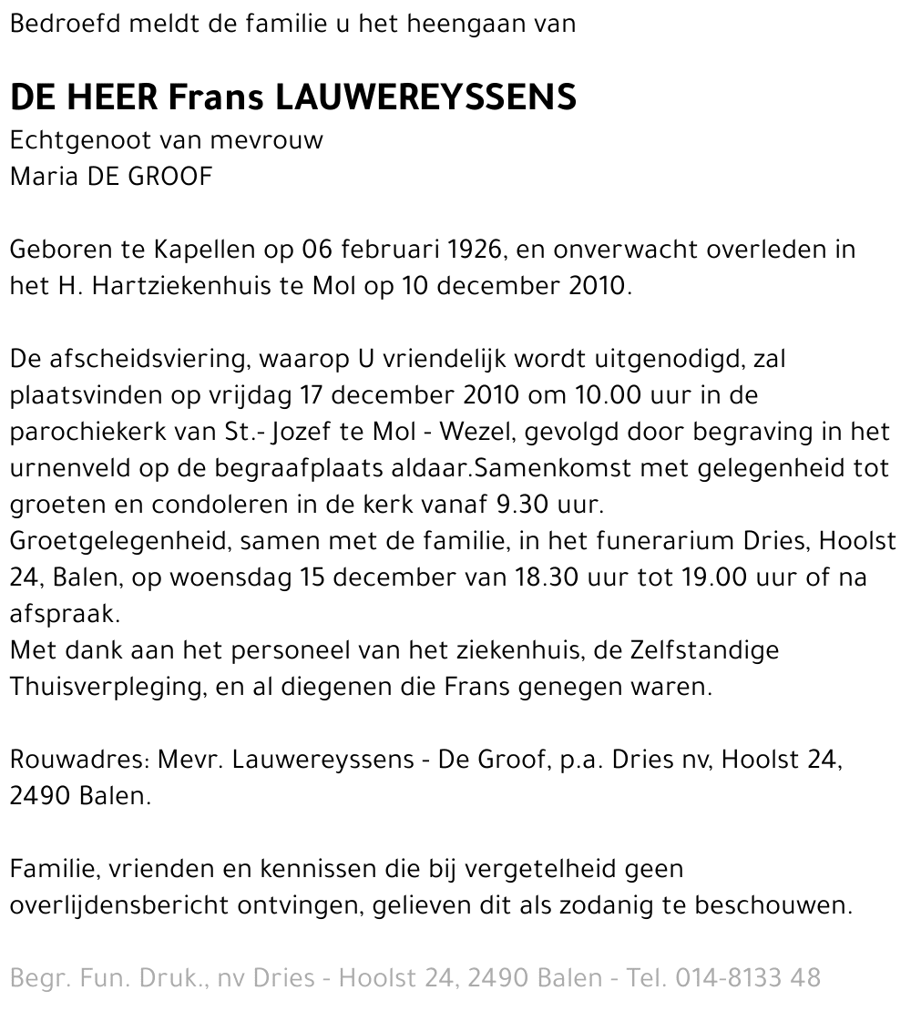 Frans LAUWEREYSSENS