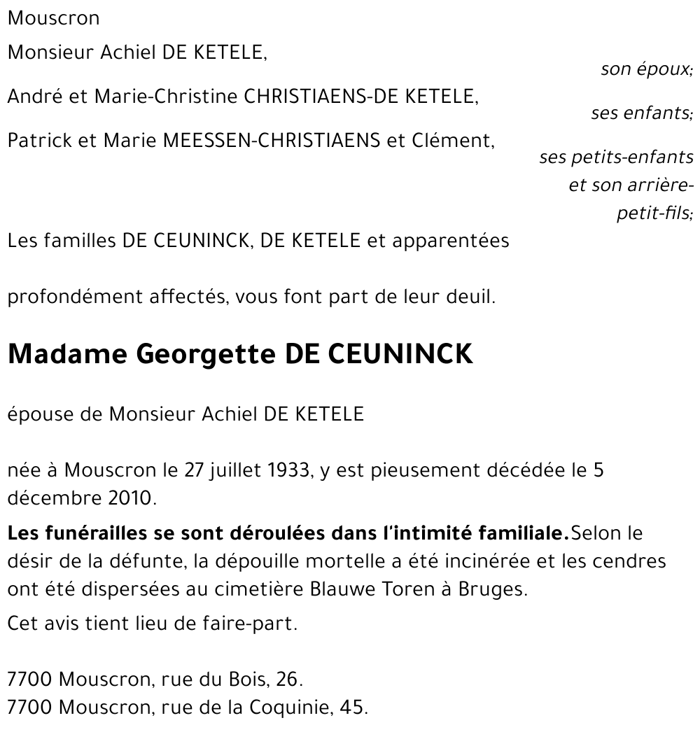 Georgette DE CEUNINCK