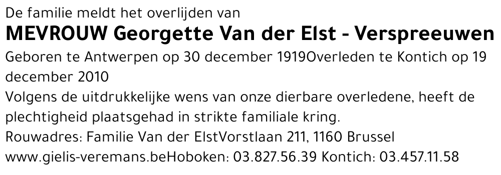 Georgette Van der Elst - Verspreeuwen