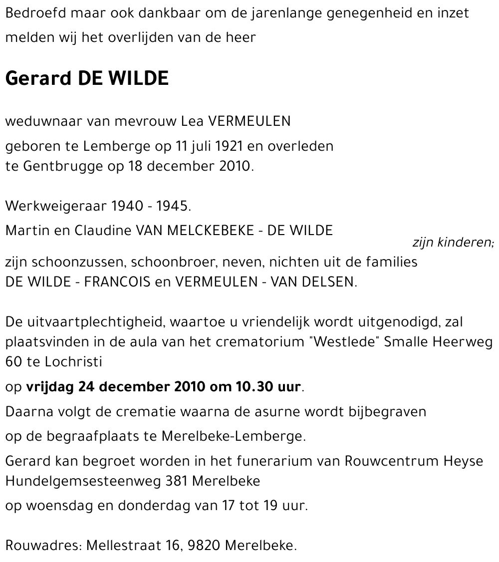 Gerard DE WILDE