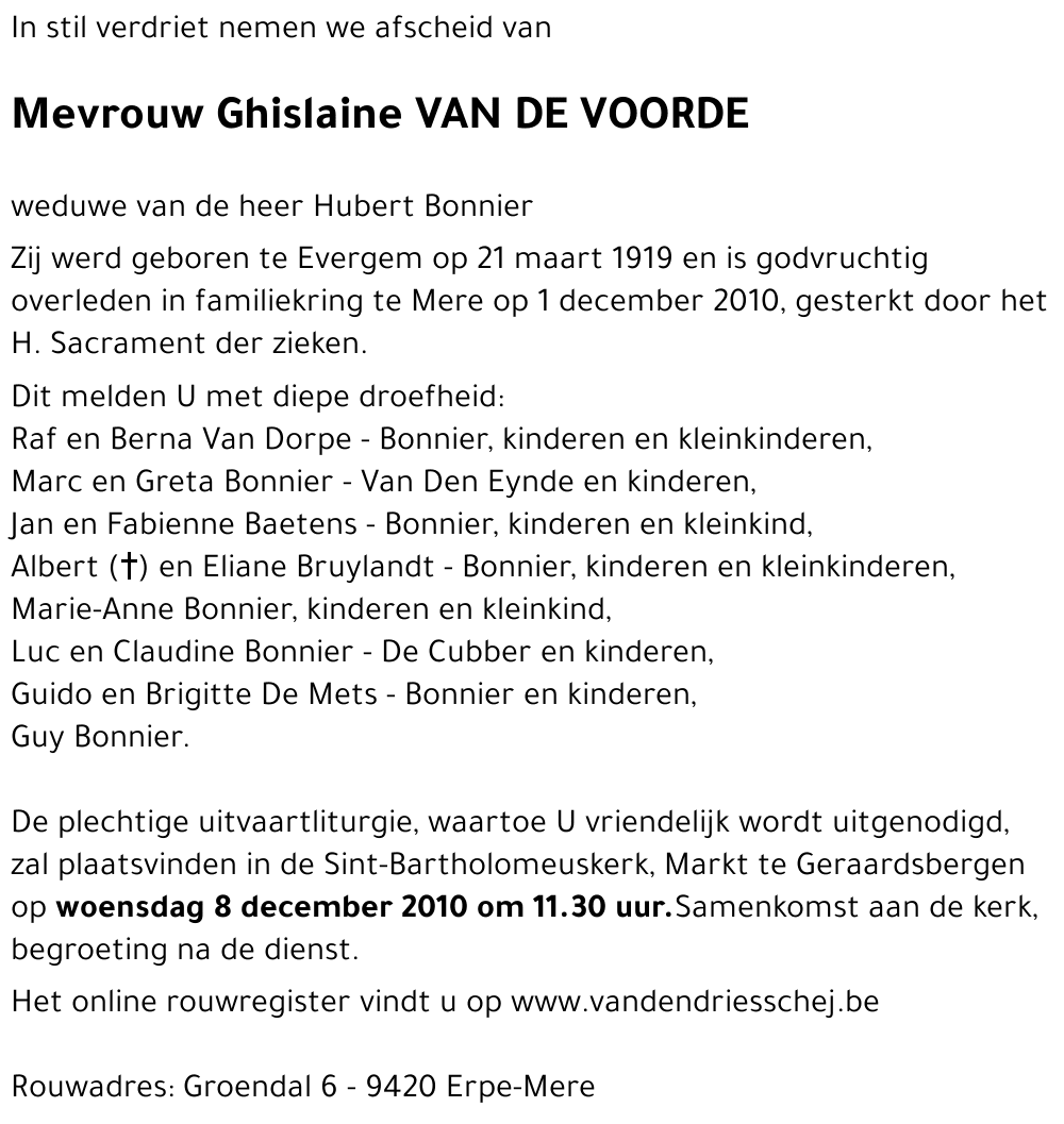 Ghislaine VAN DE VOORDE