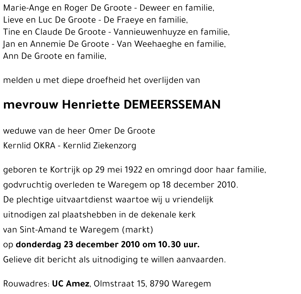 Henriette DEMEERSSEMAN