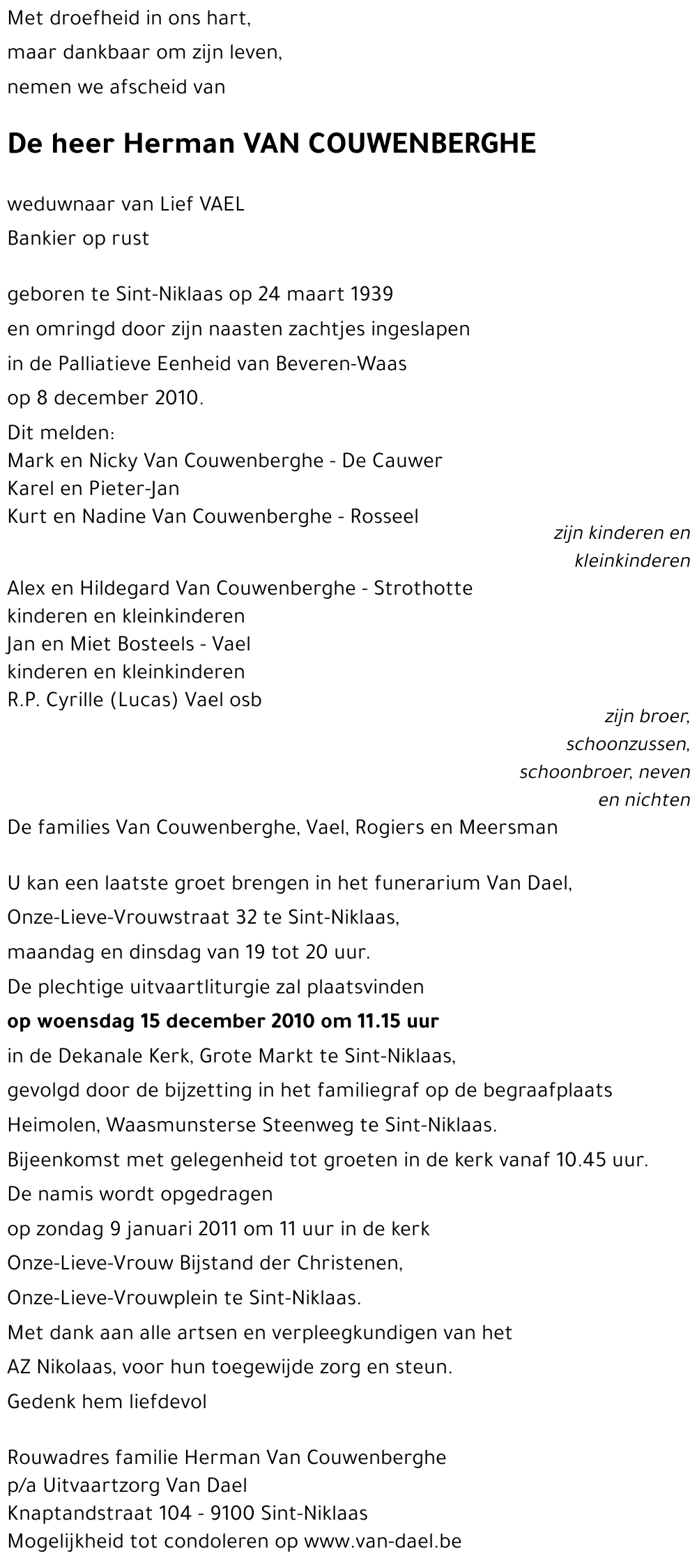 Herman VAN COUWENBERGHE