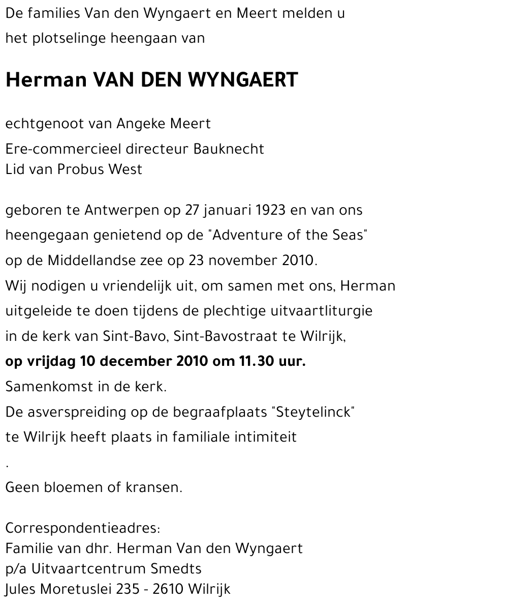 Herman VAN DEN WYNGAERT