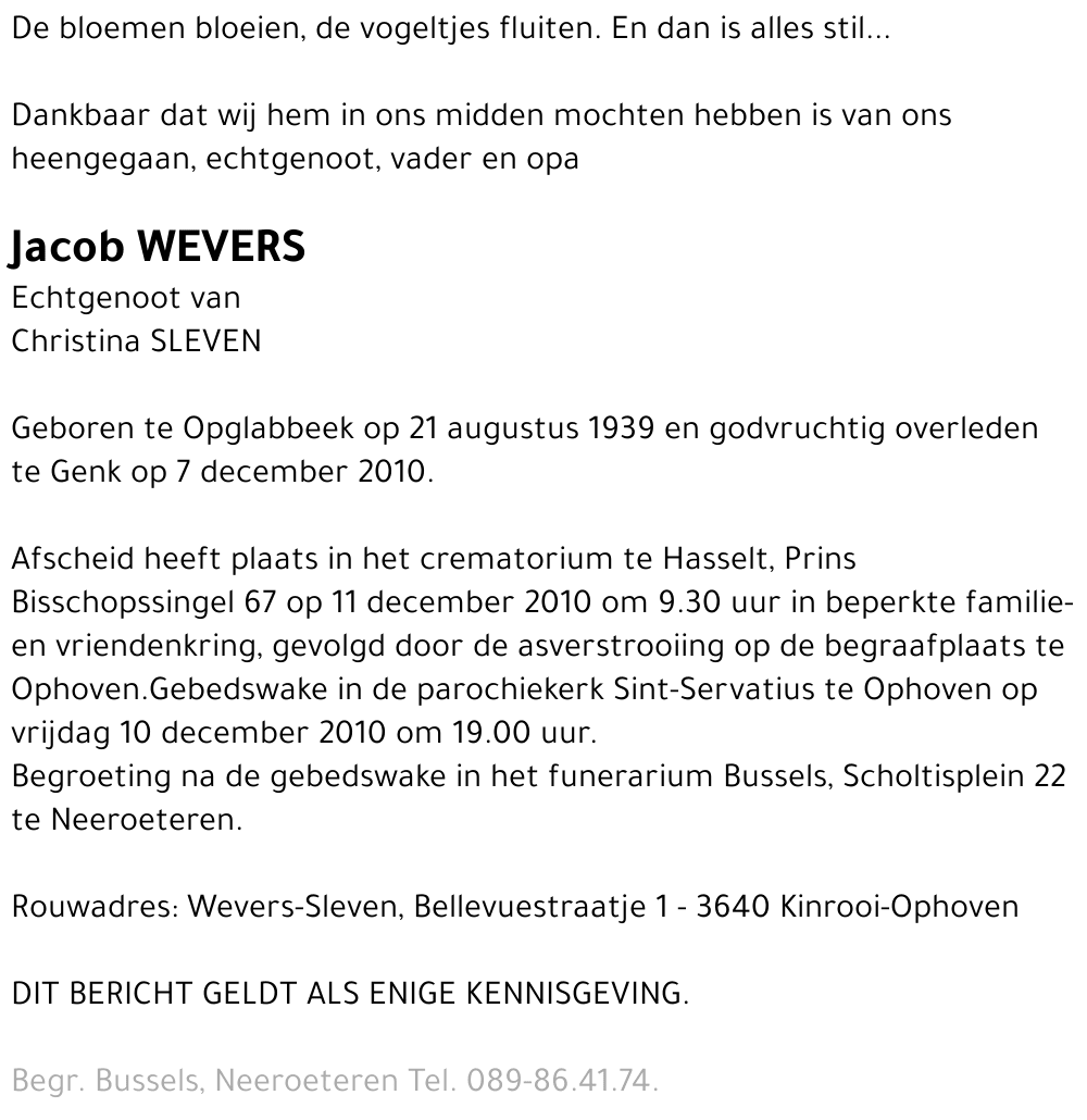 Jacob WEVERS