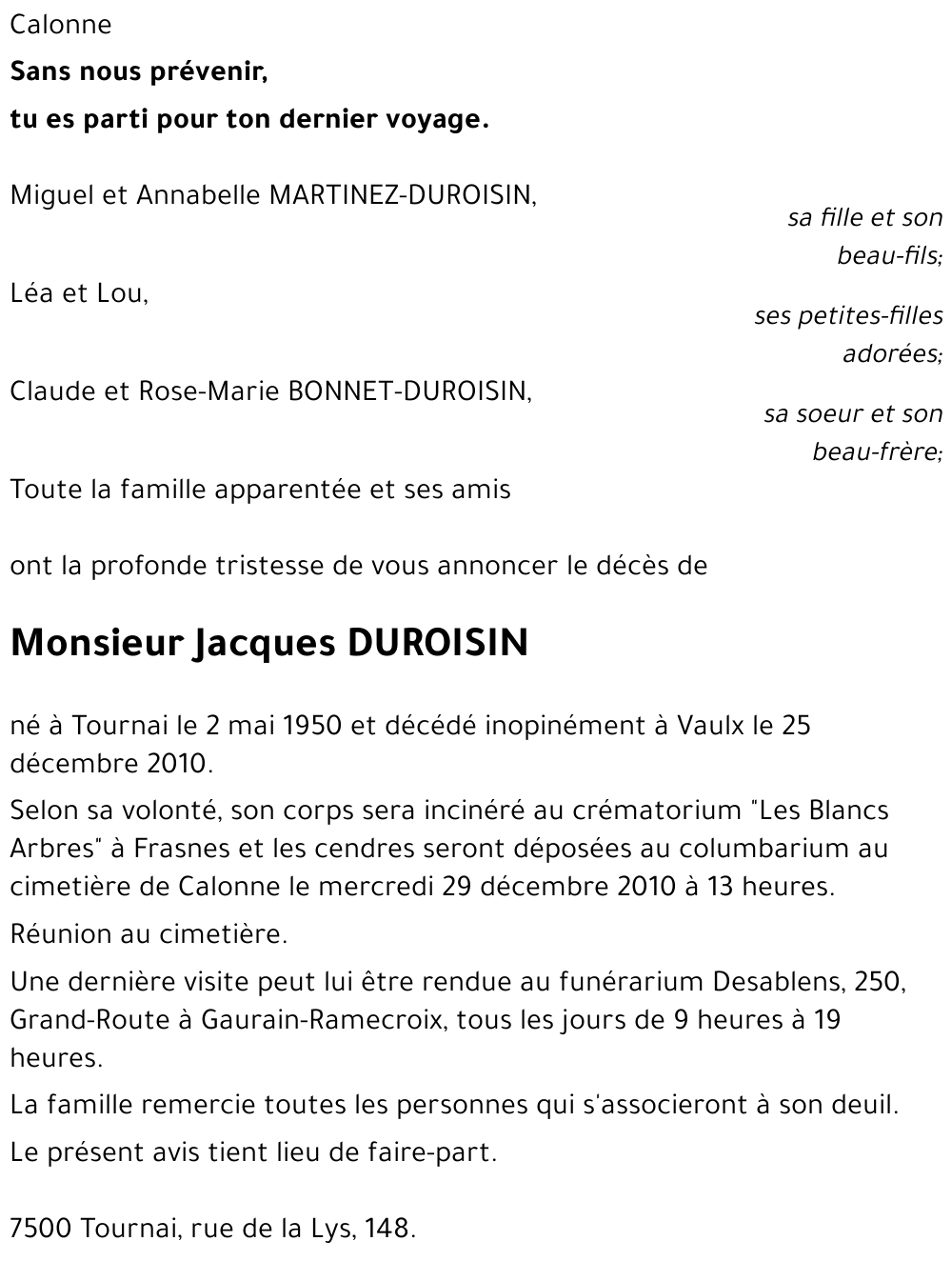 Jacques DUROISIN